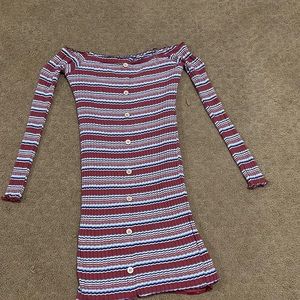 Long sleeve stripe tight dress